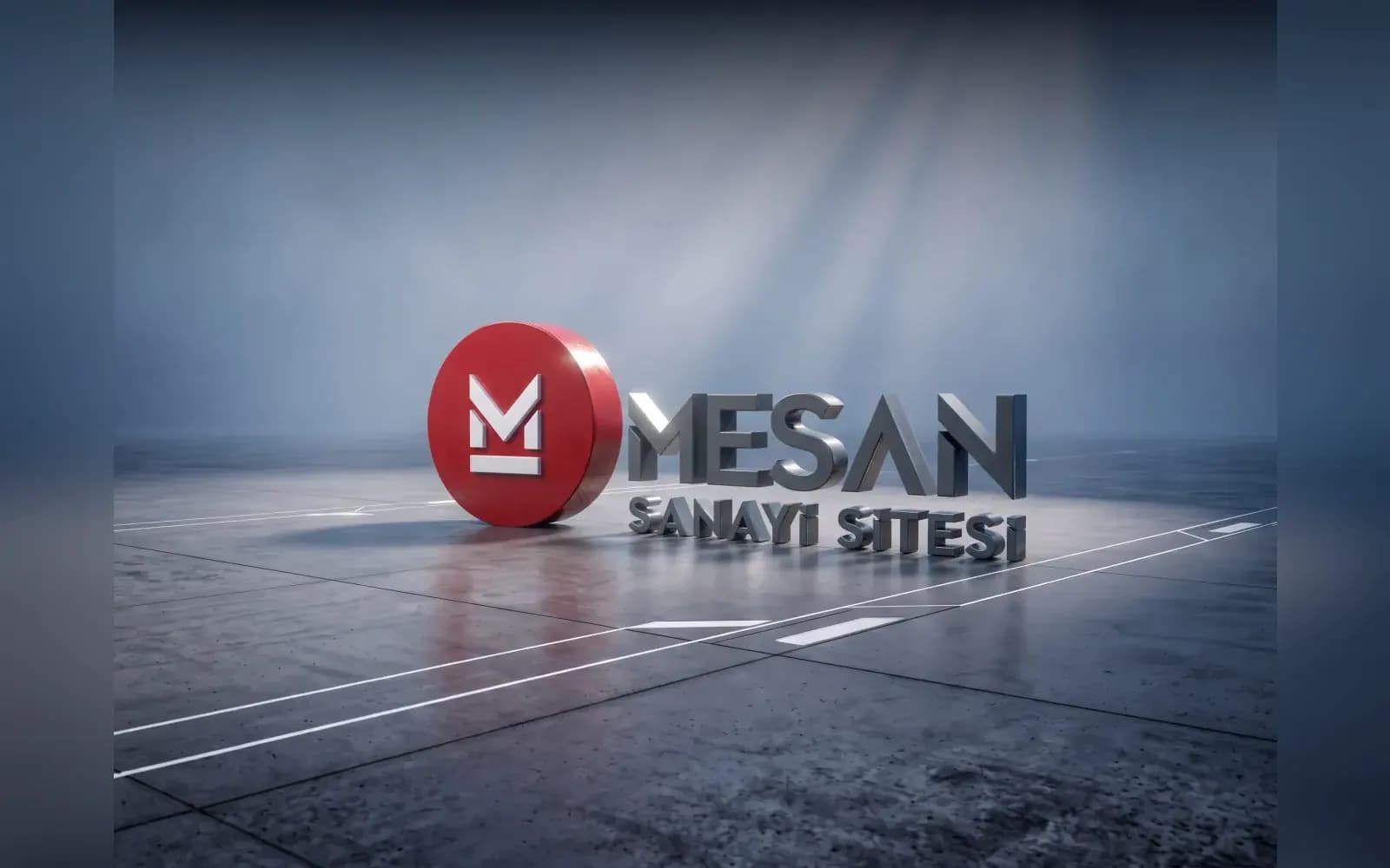 Mesan Sanayi Sitesi 3D logo sahnesi; sosyal medya yönetimi, proje reels’leri işi